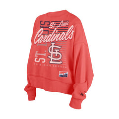 St. Louis Cardinals New Era Women's Boxy Mineral Wash Dolmen Sleeve Cropped Sweatshirt - Red Sweatshirts
