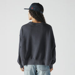 Boston Red Sox New Era Women's Boxy Mineral Wash Dolmen Sleeve Cropped Sweatshirt - Navy Sweatshirts