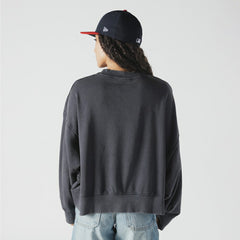 Atlanta Braves New Era Women's Boxy Mineral Wash Dolmen Sleeve Cropped Sweatshirt - Navy Sweatshirts