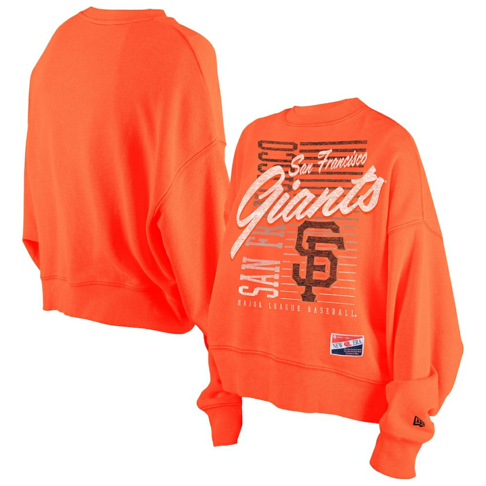 San Francisco Giants New Era Women's Boxy Mineral Wash Dolmen Sleeve Cropped Sweatshirt - Orange Sweatshirts