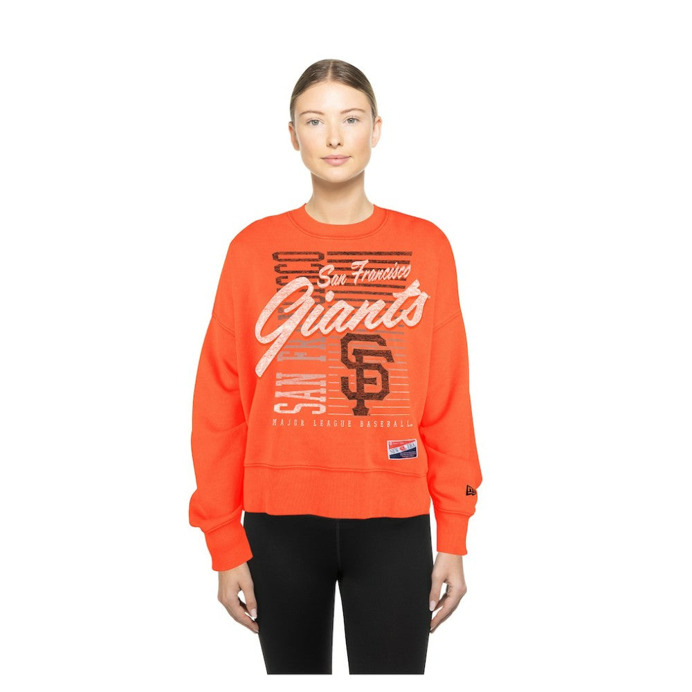San Francisco Giants New Era Women's Boxy Mineral Wash Dolmen Sleeve Cropped Sweatshirt - Orange Sweatshirts