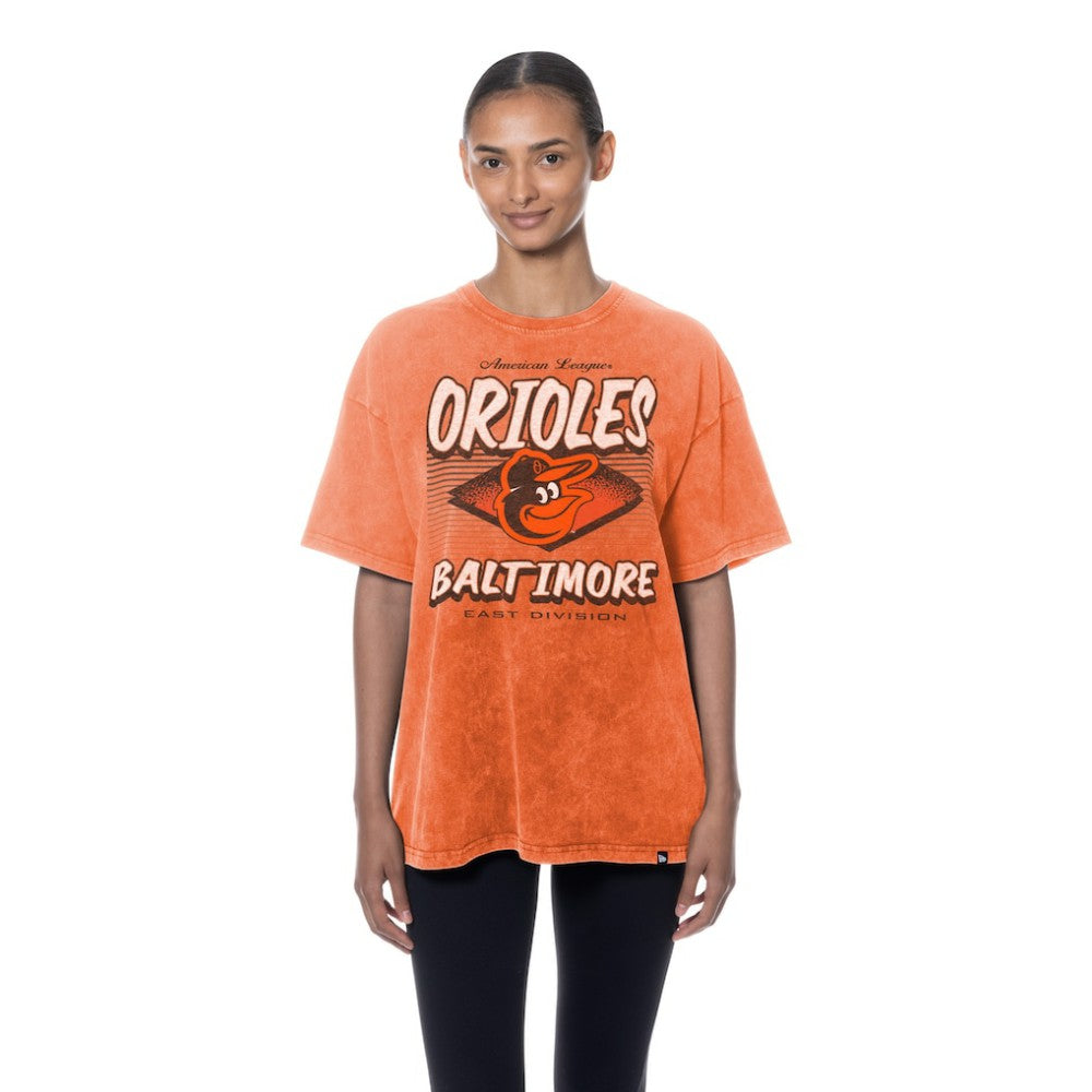 Baltimore Orioles New Era Women's Mineral Wash Oversized T-Shirt - Orange T-shirts