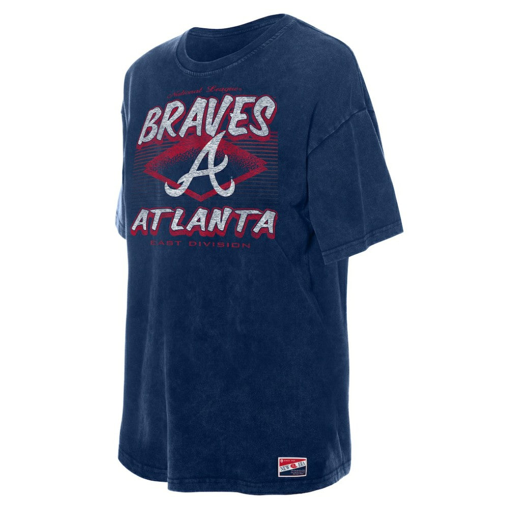 Atlanta Braves New Era Women's Mineral Wash Oversized T-Shirt - Navy T-shirts