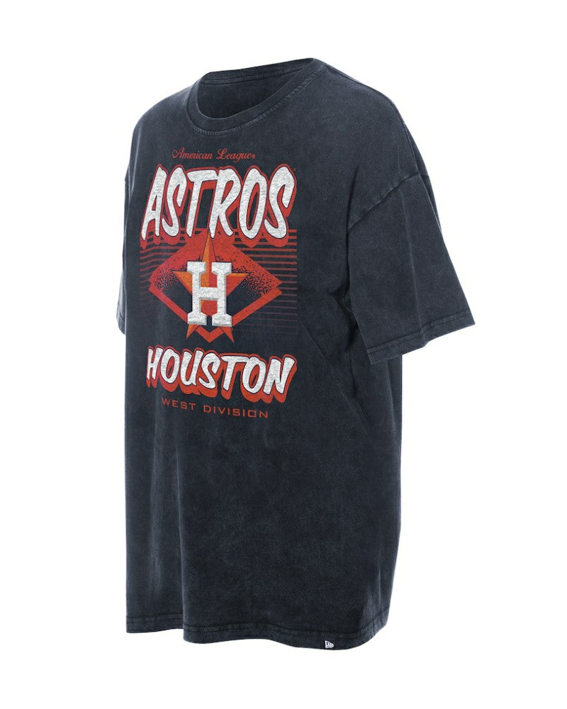 Houston Astros New Era Women's Mineral Wash Oversized T-Shirt - Navy T-shirts