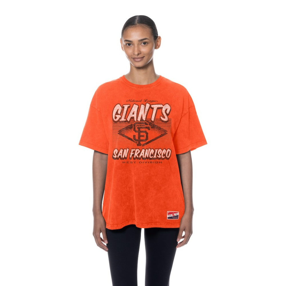 San Francisco Giants New Era Women's Mineral Wash Oversized T-Shirt - Orange T-shirts