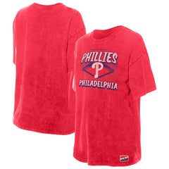 Philadelphia Phillies New Era Women's Mineral Wash Oversized T-Shirt - Red T-shirts