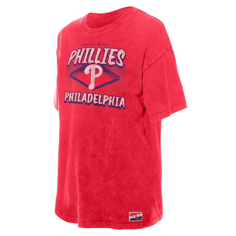 Philadelphia Phillies New Era Women's Mineral Wash Oversized T-Shirt - Red T-shirts