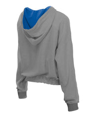 New York Mets New Era Women's Reversed Out French Terry Quarter-Zip Banded Crop Hoodie - Heather Gray Hoodies