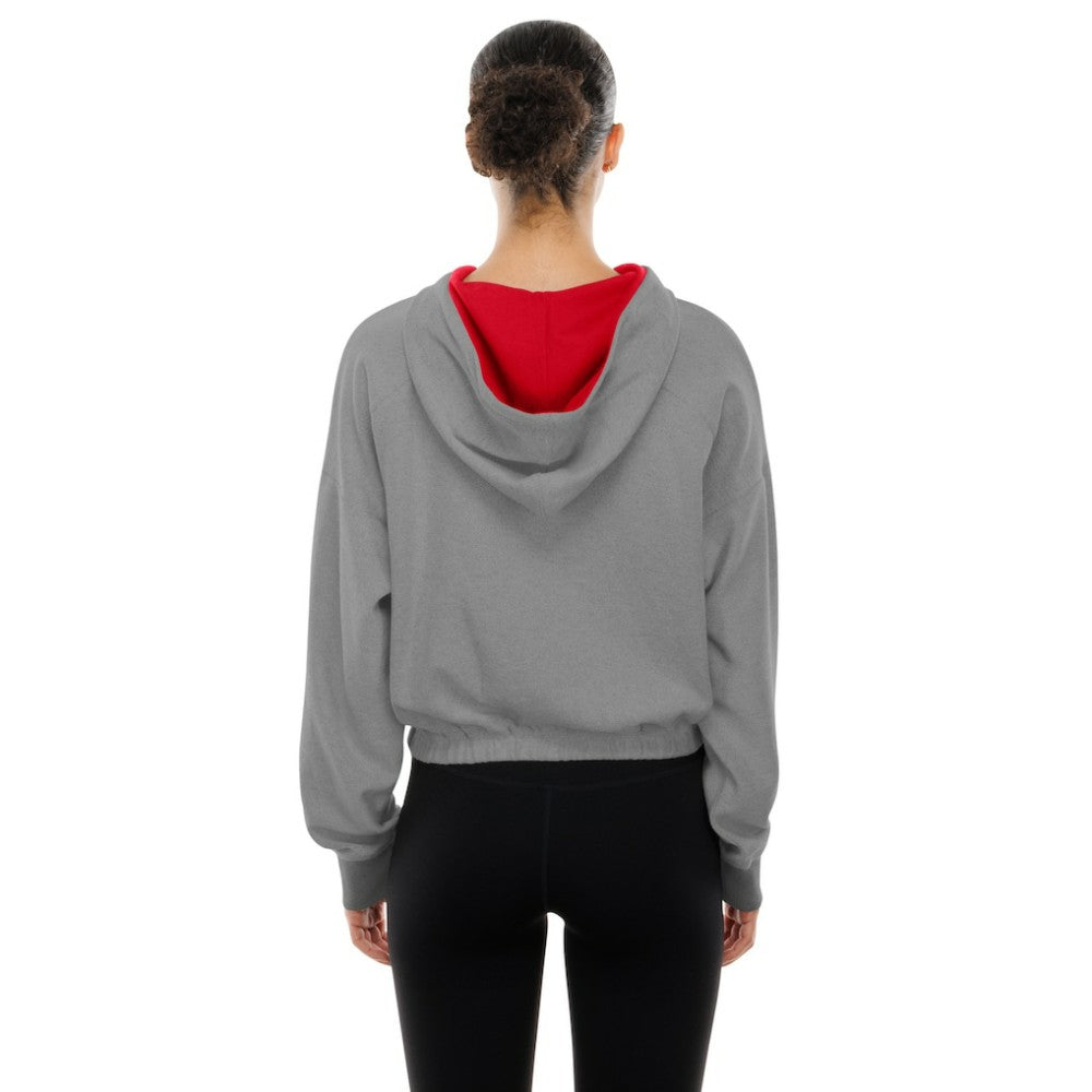 Philadelphia Phillies New Era Women's Reversed Out French Terry Quarter-Zip Banded Crop Hoodie - Heather Gray Hoodies
