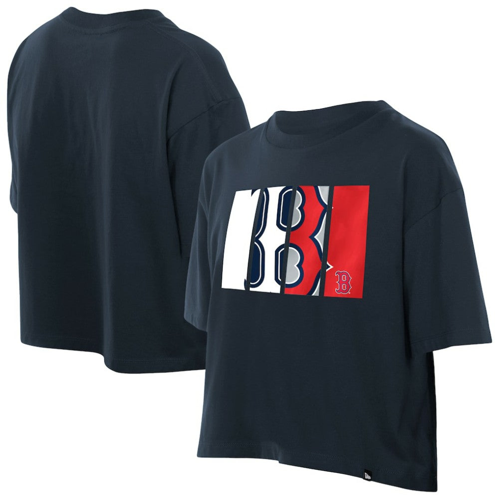 Boston Red Sox New Era Women's Boxy Foil Logo T-Shirt - Navy T-shirts