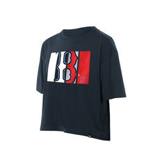 Boston Red Sox New Era Women's Boxy Foil Logo T-Shirt - Navy T-shirts
