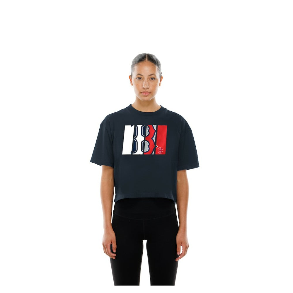 Boston Red Sox New Era Women's Boxy Foil Logo T-Shirt - Navy T-shirts