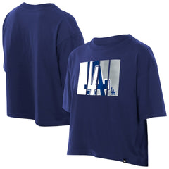 Los Angeles Dodgers New Era Women's Boxy Foil Logo T-Shirt - Royal T-shirts