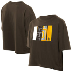 San Diego Padres New Era Women's Boxy Foil Logo T-Shirt - Brown T-shirts