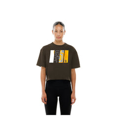 San Diego Padres New Era Women's Boxy Foil Logo T-Shirt - Brown T-shirts