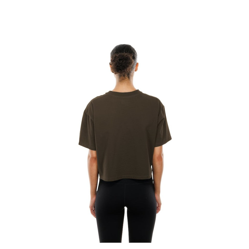San Diego Padres New Era Women's Boxy Foil Logo T-Shirt - Brown T-shirts