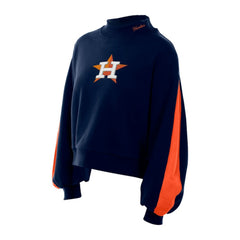 Houston Astros New Era Women's Mock Neck Balloon Sleeve Sweatshirt - Navy Sweatshirts