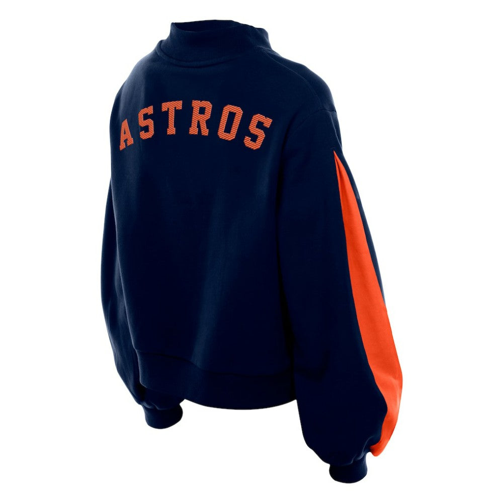 Houston Astros New Era Women's Mock Neck Balloon Sleeve Sweatshirt - Navy Sweatshirts