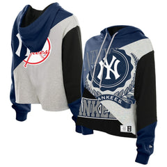 New York Yankees New Era Women's Upcycled Color Block Cropped Boxy Hoodie Hoodies