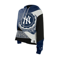 New York Yankees New Era Women's Upcycled Color Block Cropped Boxy Hoodie Hoodies