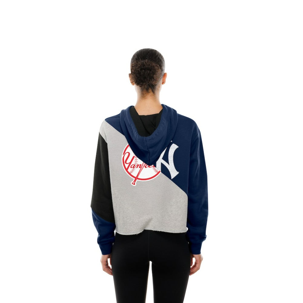 New York Yankees New Era Women's Upcycled Color Block Cropped Boxy Hoodie Hoodies