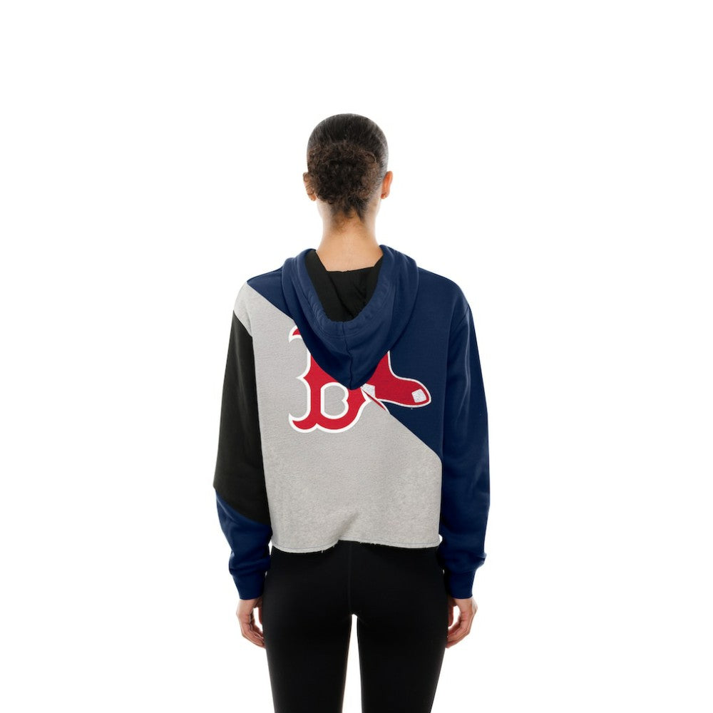 Boston Red Sox New Era Women's Upcycled Color Block Cropped Boxy Hoodie Hoodies