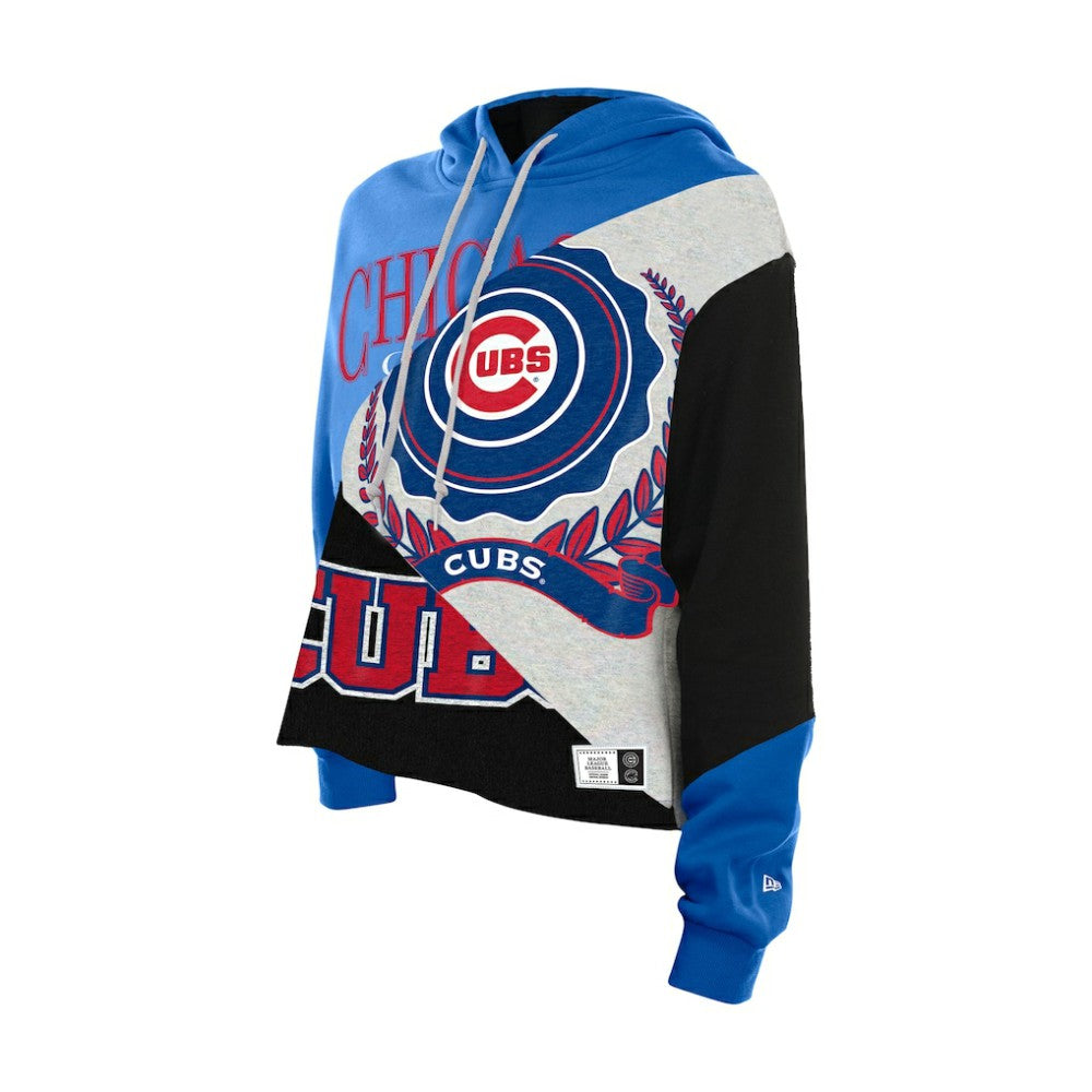 Chicago Cubs New Era Women's Upcycled Color Block Cropped Boxy Hoodie Hoodies