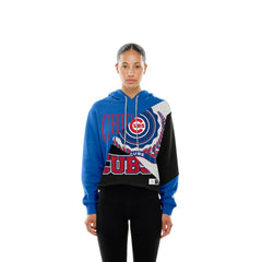 Chicago Cubs New Era Women's Upcycled Color Block Cropped Boxy Hoodie Hoodies