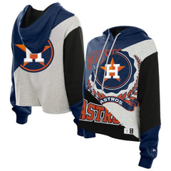 Houston Astros New Era Women's Upcycled Color Block Cropped Boxy Hoodie Hoodies