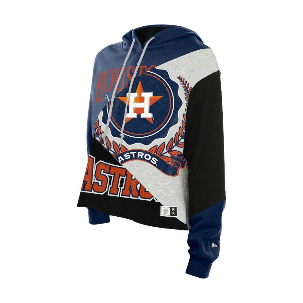 Houston Astros New Era Women's Upcycled Color Block Cropped Boxy Hoodie Hoodies
