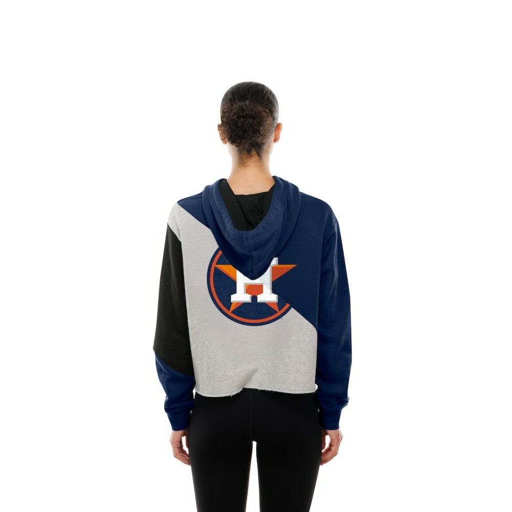 Houston Astros New Era Women's Upcycled Color Block Cropped Boxy Hoodie Hoodies