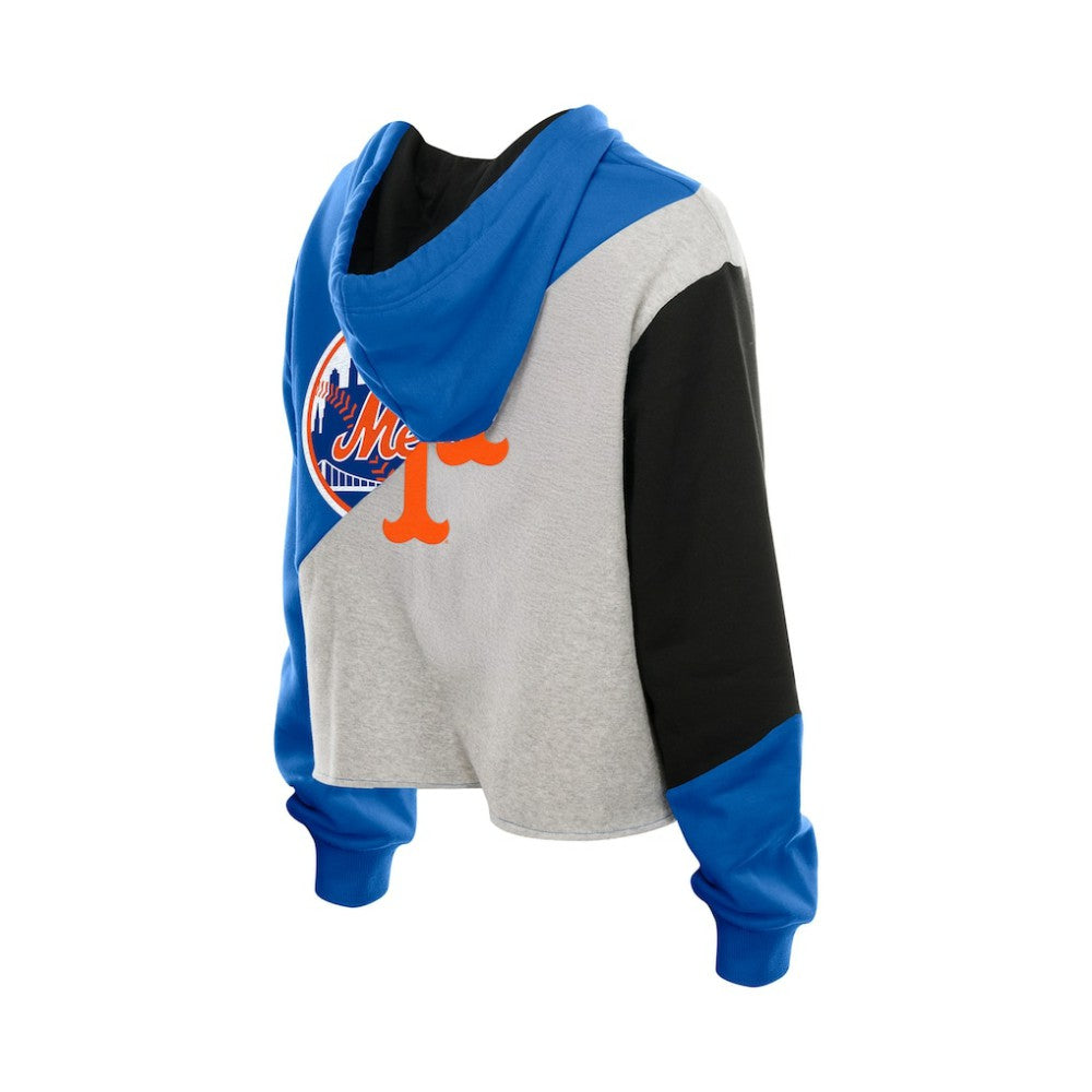 New York Mets New Era Women's Upcycled Color Block Cropped Boxy Hoodie Hoodies