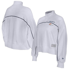 New Era Denver Broncos Female Adult White Functional Fandom Quarter-Zip Sweatshirt