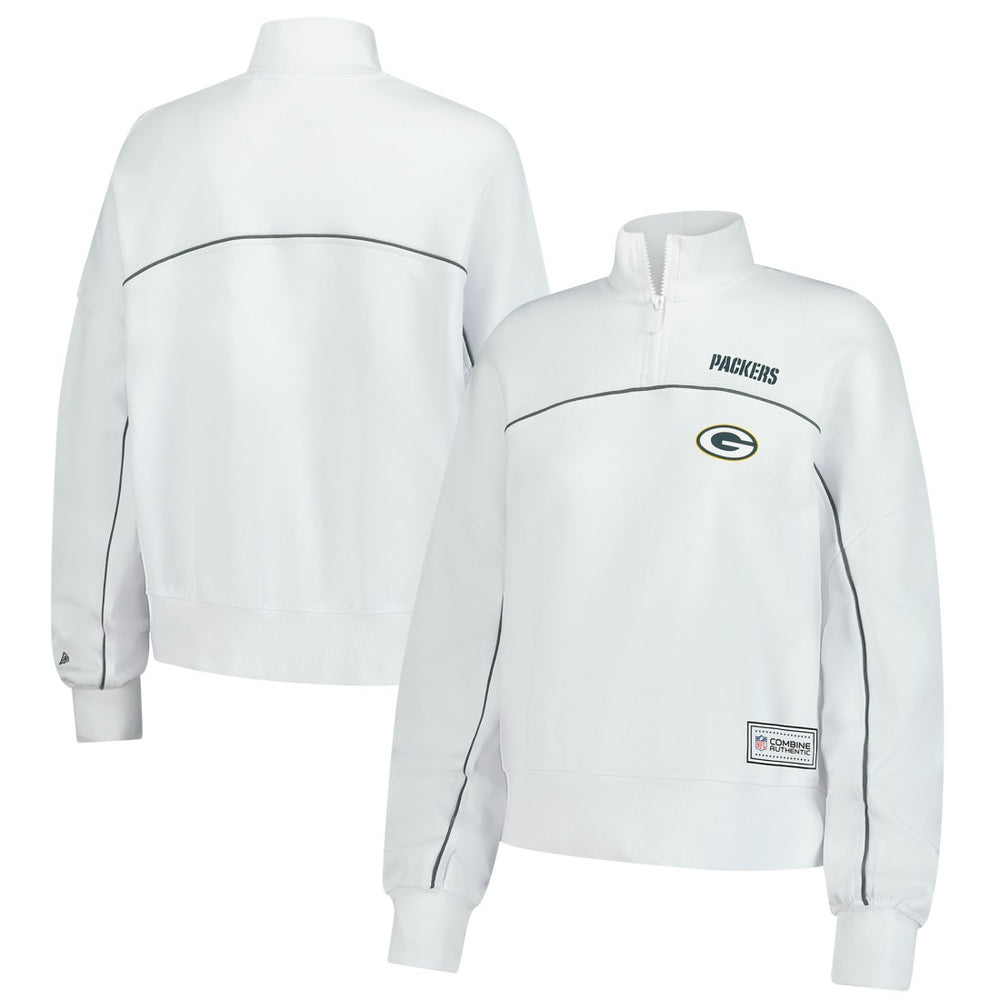 New Era Green Bay Packers Female Adult White Functional Fandom Quarter-Zip Sweatshirt
