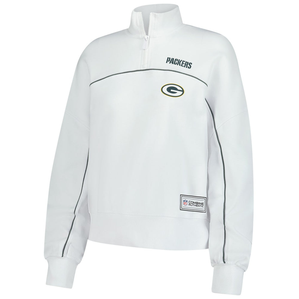 New Era Green Bay Packers Female Adult White Functional Fandom Quarter-Zip Sweatshirt