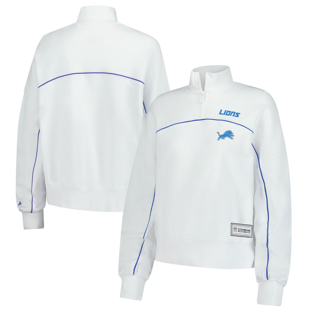 New Era Detroit Lions Female Adult White Functional Fandom Quarter-Zip Sweatshirt