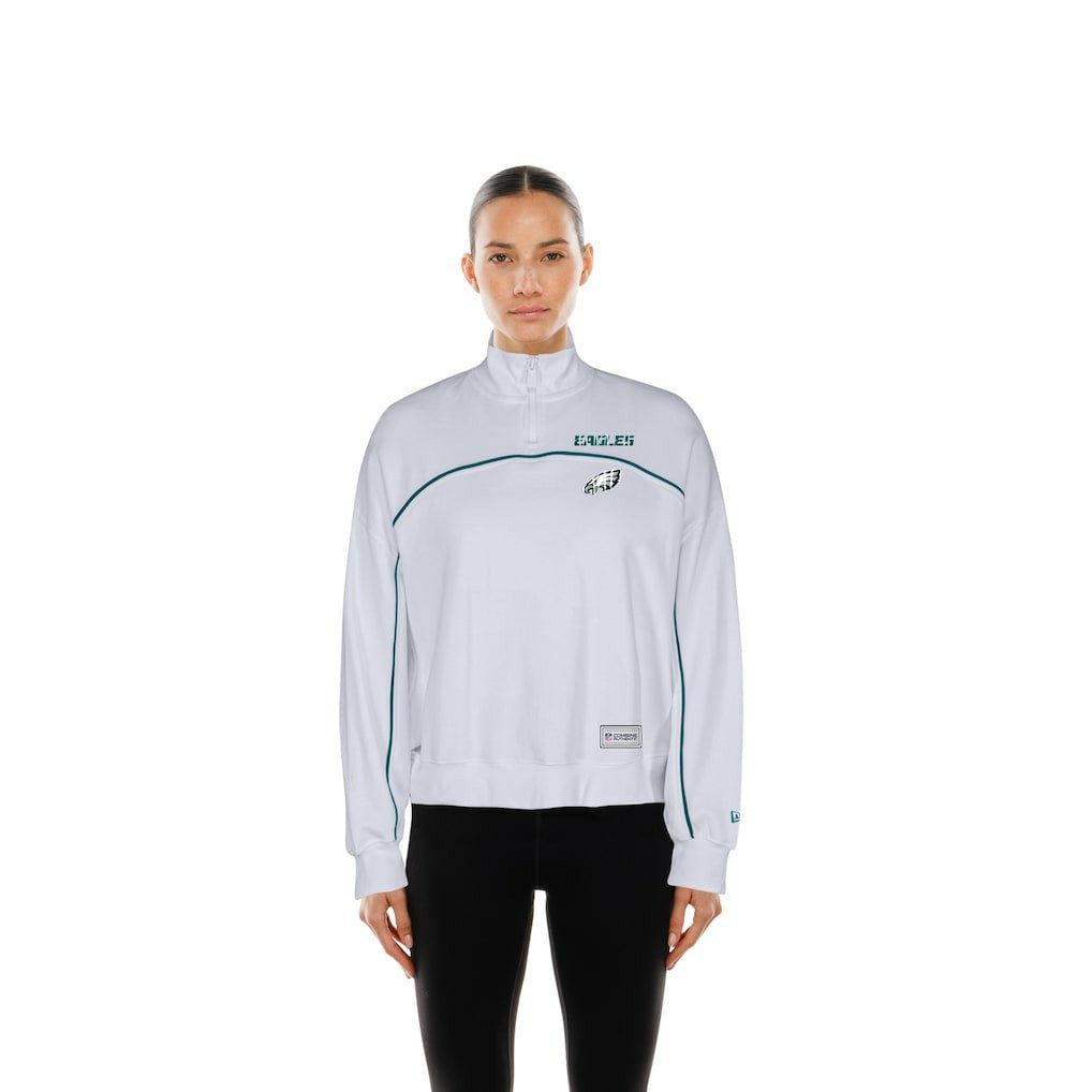 New Era Philadelphia Eagles Female Adult White Functional Fandom Quarter-Zip Sweatshirt