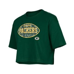 Green Bay Packers New Era Girl's Flip Sequin Boxy T-Shirt Green