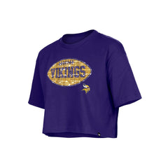 Minnesota Vikings New Era Girl's Flip Sequin Boxy T-Shirt Purple