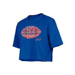 Buffalo Bills New Era Girl's Flip Sequin Boxy T-Shirt Royal