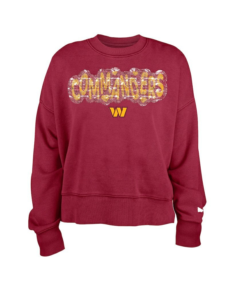 Washington Commanders New Era Girl's Flip Sequin Sweatshirt Burgundy