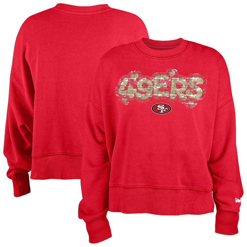 San Francisco 49ers New Era Girl's Flip Sequin Sweatshirt Scarlet