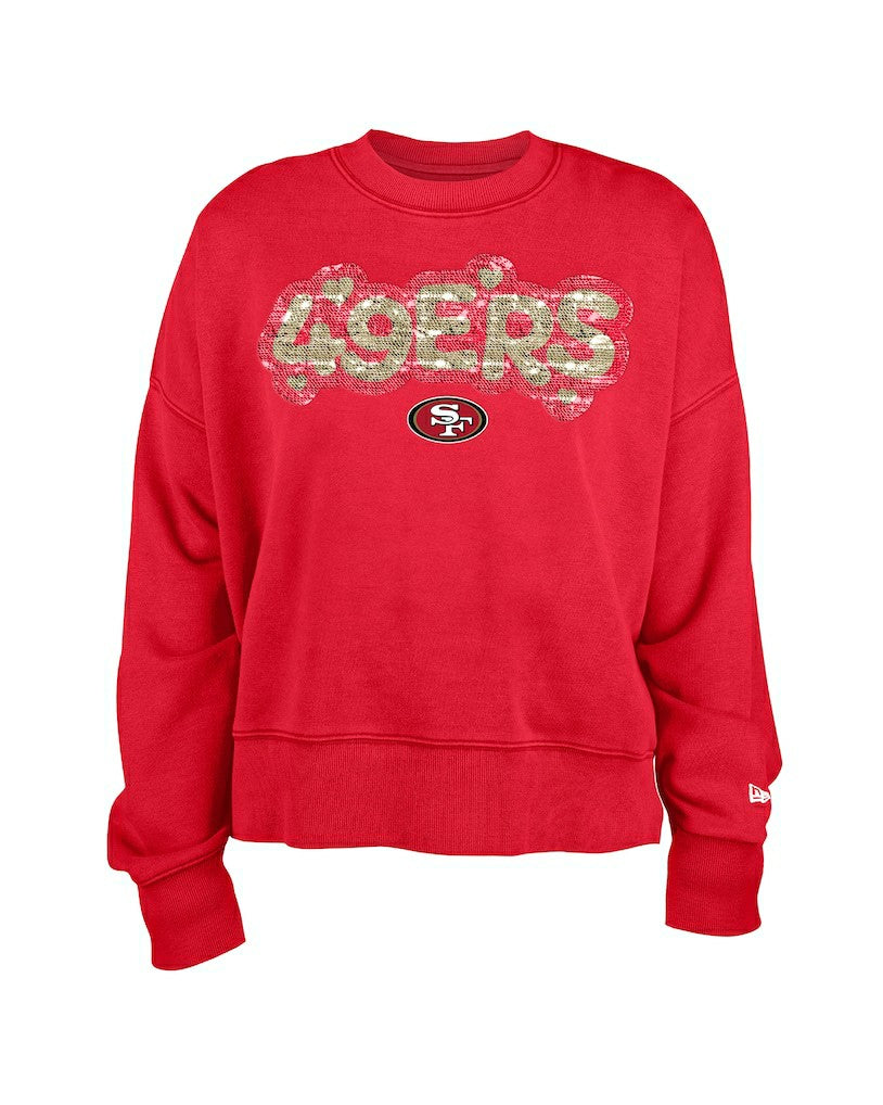 San Francisco 49ers New Era Girl's Flip Sequin Sweatshirt Scarlet