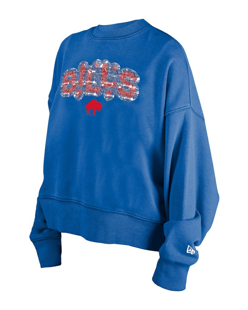 Buffalo Bills New Era Girl's Flip Sequin Sweatshirt Royal