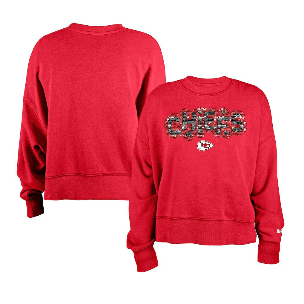 Kansas City Chiefs New Era Girl's Flip Sequin Sweatshirt Red