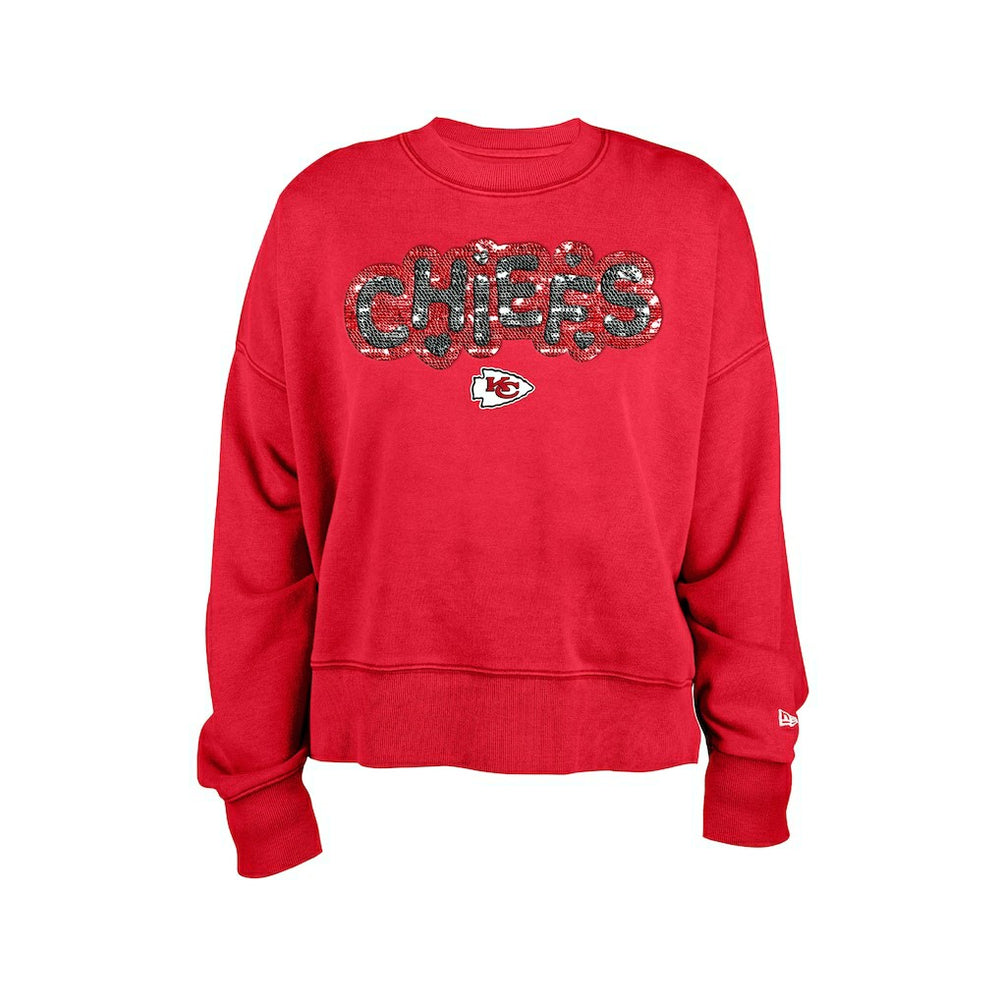Kansas City Chiefs New Era Girl's Flip Sequin Sweatshirt Red