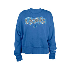 Detroit Lions New Era Girl's Flip Sequin Sweatshirt Blue