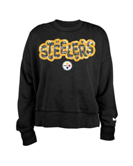 Pittsburgh Steelers New Era Girl's Flip Sequin Sweatshirt Black