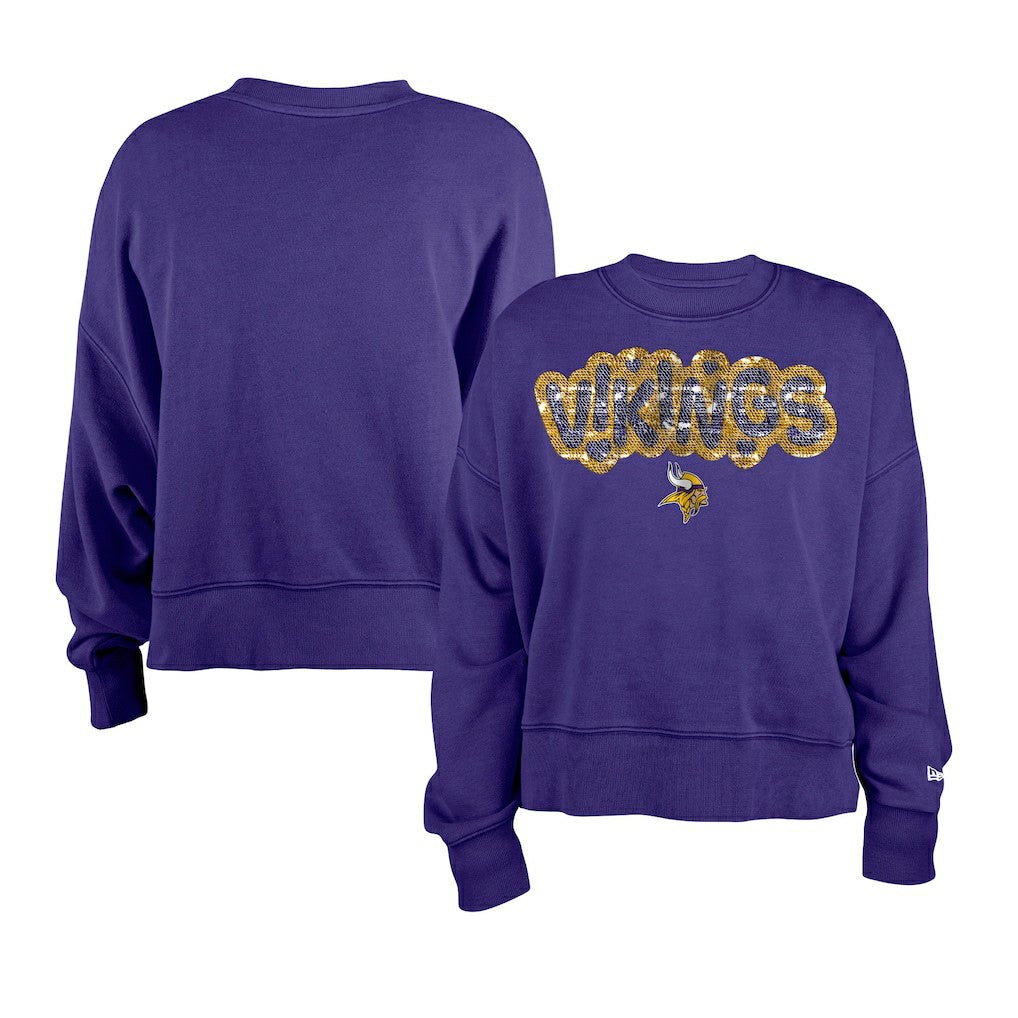 Minnesota Vikings New Era Girl's Flip Sequin Sweatshirt Purple