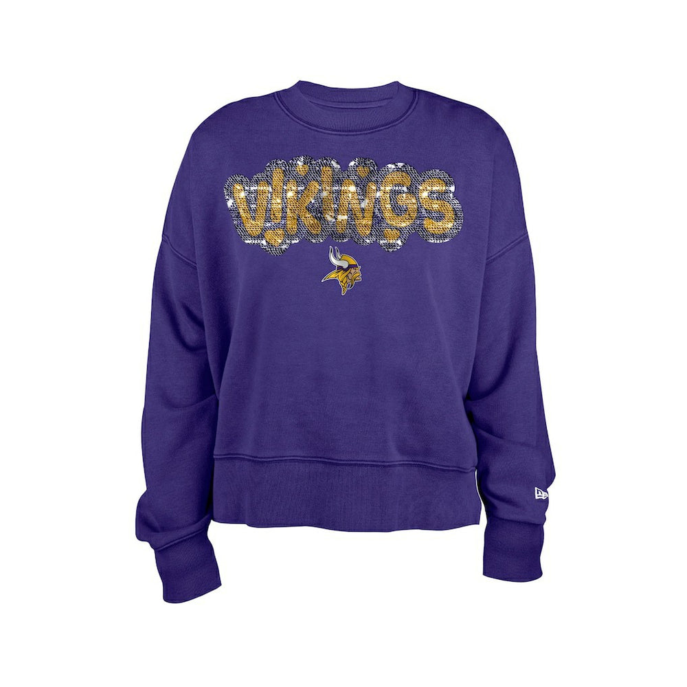 Minnesota Vikings New Era Girl's Flip Sequin Sweatshirt Purple